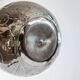 Vintage Italian vase in nickel-plated brass from the 1960s, hand-hammered relief of fruits and leaves.