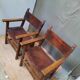 Pair of medieval leather style armchairs