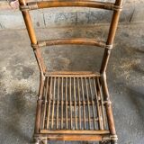 Set of 6 brown rattan chairs