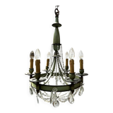 Empire style chandelier with tassels and patinated sheet metal, 20th century