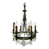 Empire style chandelier with tassels and patinated sheet metal, 20th century