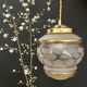 Vintage art deco globe pendant light in white and gold frosted glass