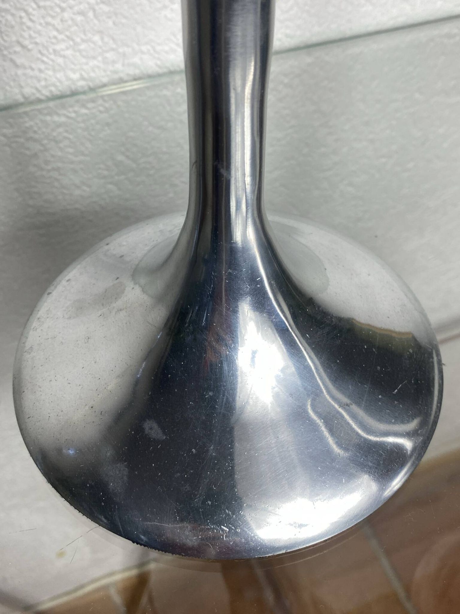 Pair of large aluminium bow candlesticks, Italy, 1970.