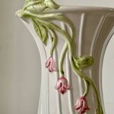 Twisted Ceramic Vase – Vintage Floral Barbotine – Made in Italy – 24