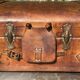 Large suitcase or trunk - leather suitcase, period 1910/1920.