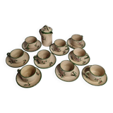 Service à café en faïence émaillée, Jemappes, Belgique, 9 tasses