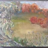 Vintage landscape painting from the 70s