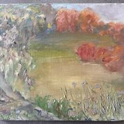 Vintage landscape painting from the 70s