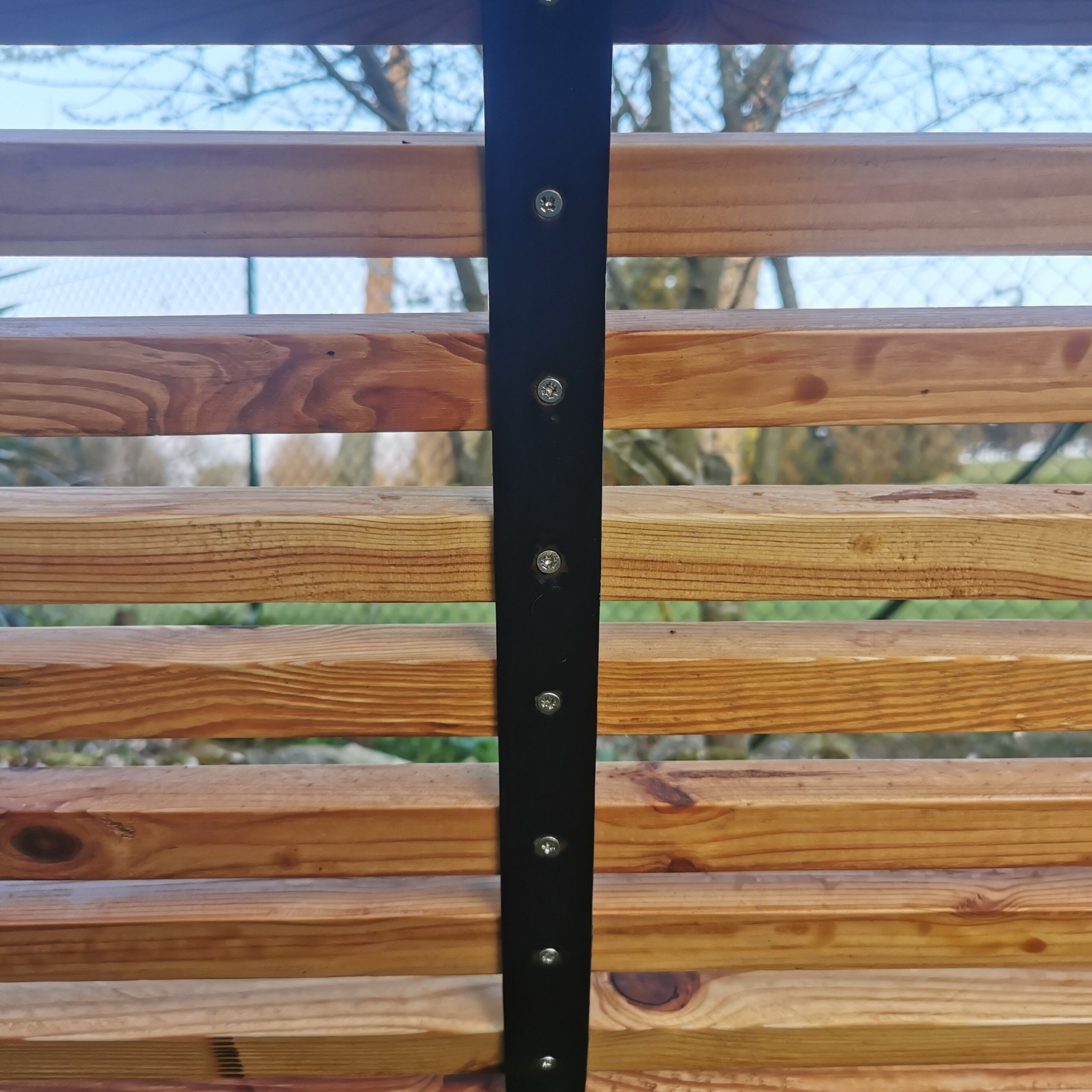 Metal and wood garden bench