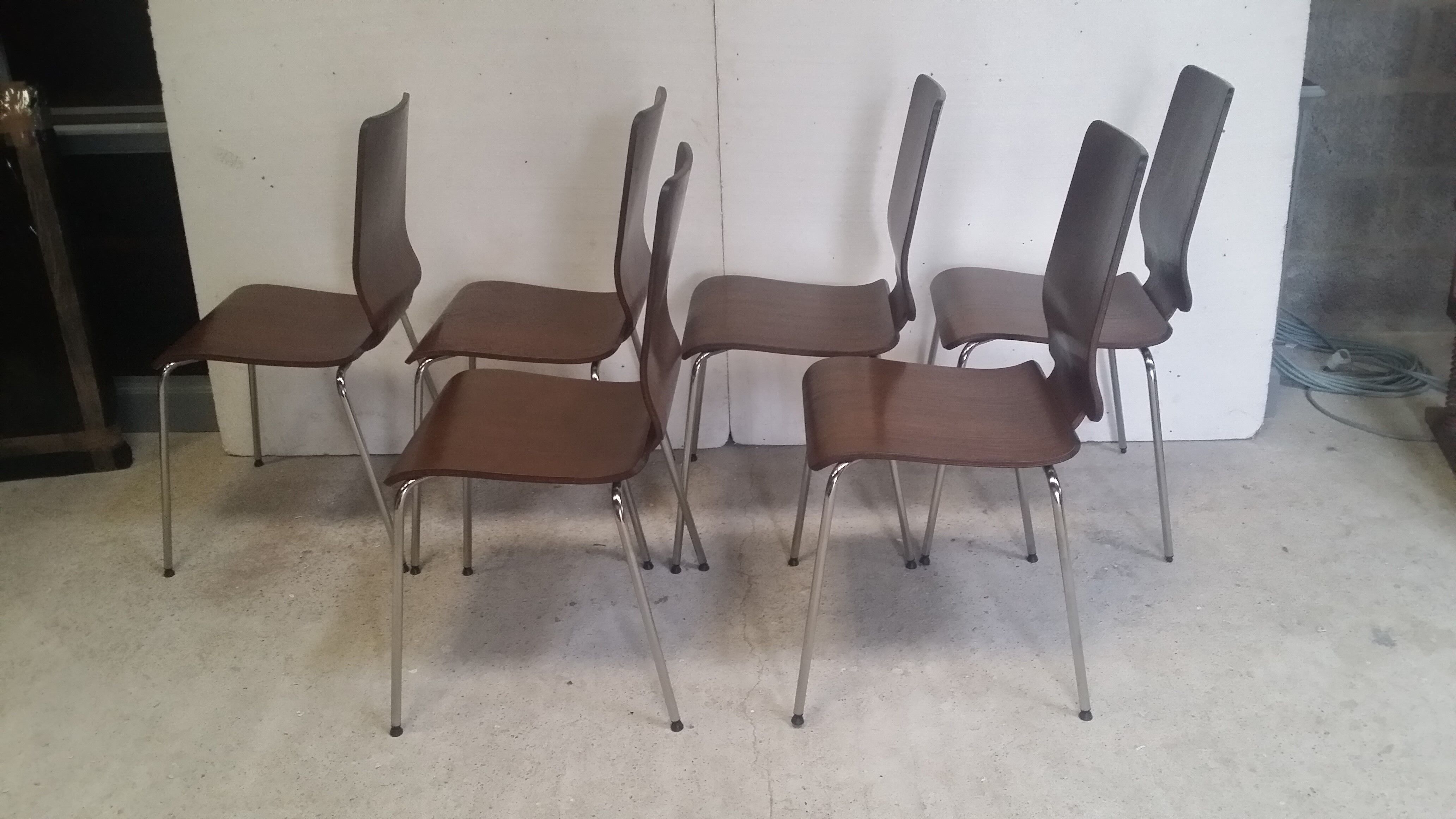 Set of 6 Danish thermoformed chairs