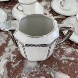 Coffee set, tea 1925, art deco, union céramique, uc, limoges, 8 cups, 8 subcups, teapot