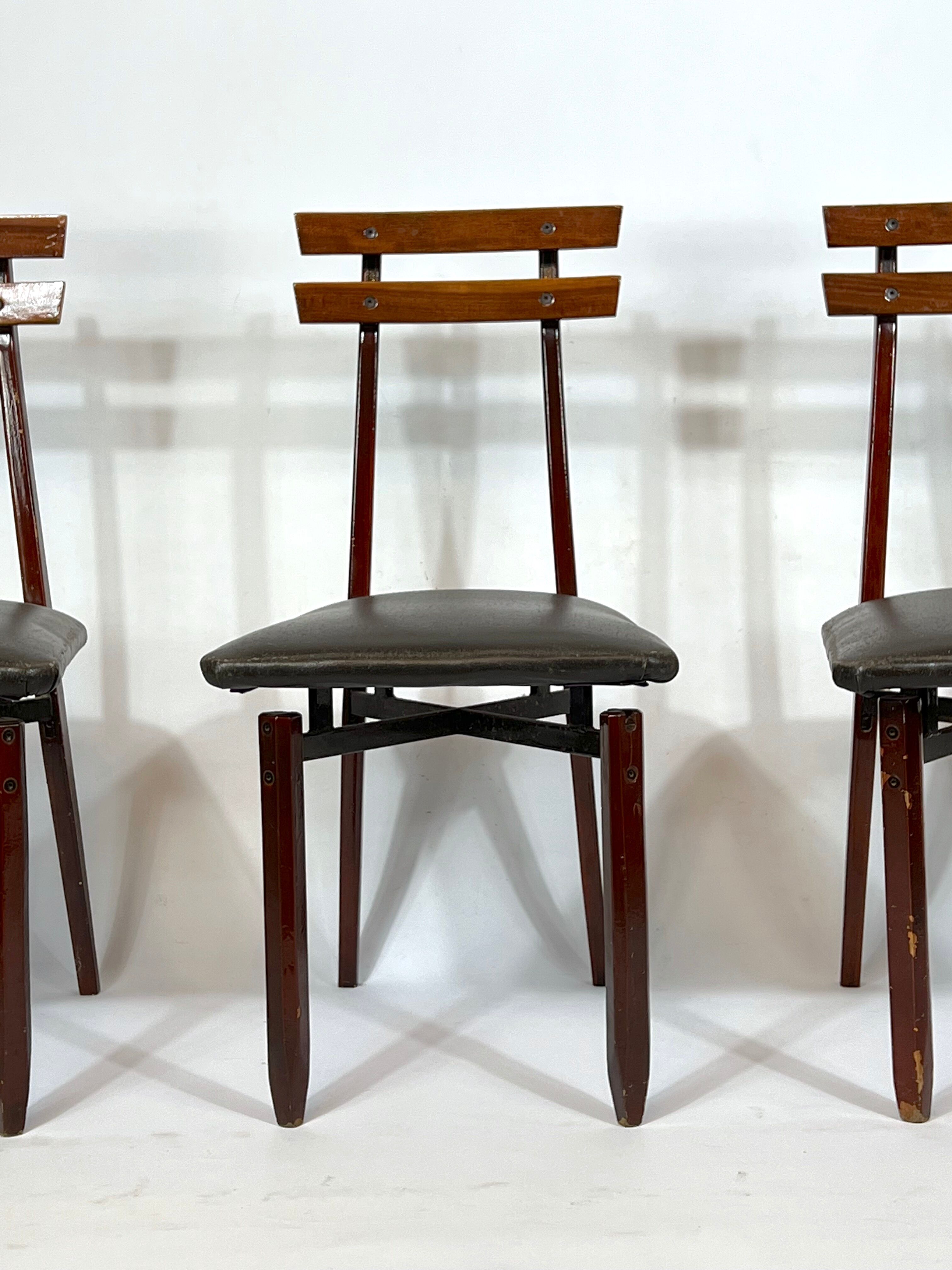 Set of six Mid-century Italian wood chairs