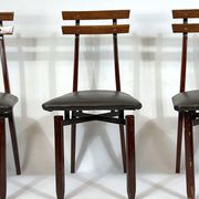 Ensemble de six chaises en bois italien du milieu du siècle