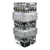 Vintage glass vase, block vase, textured surface, relief decoration