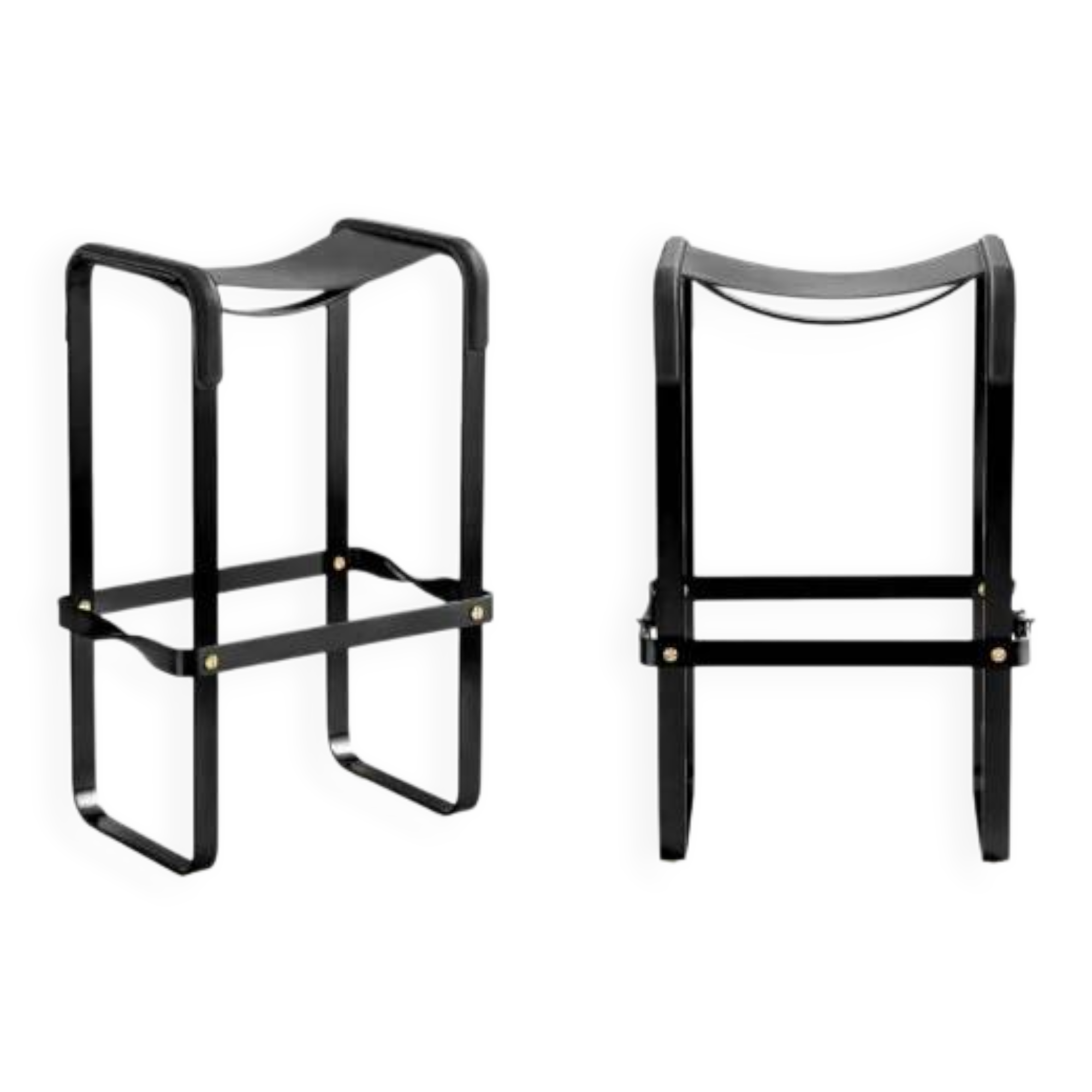Pair of black metal stools without a backrest.
