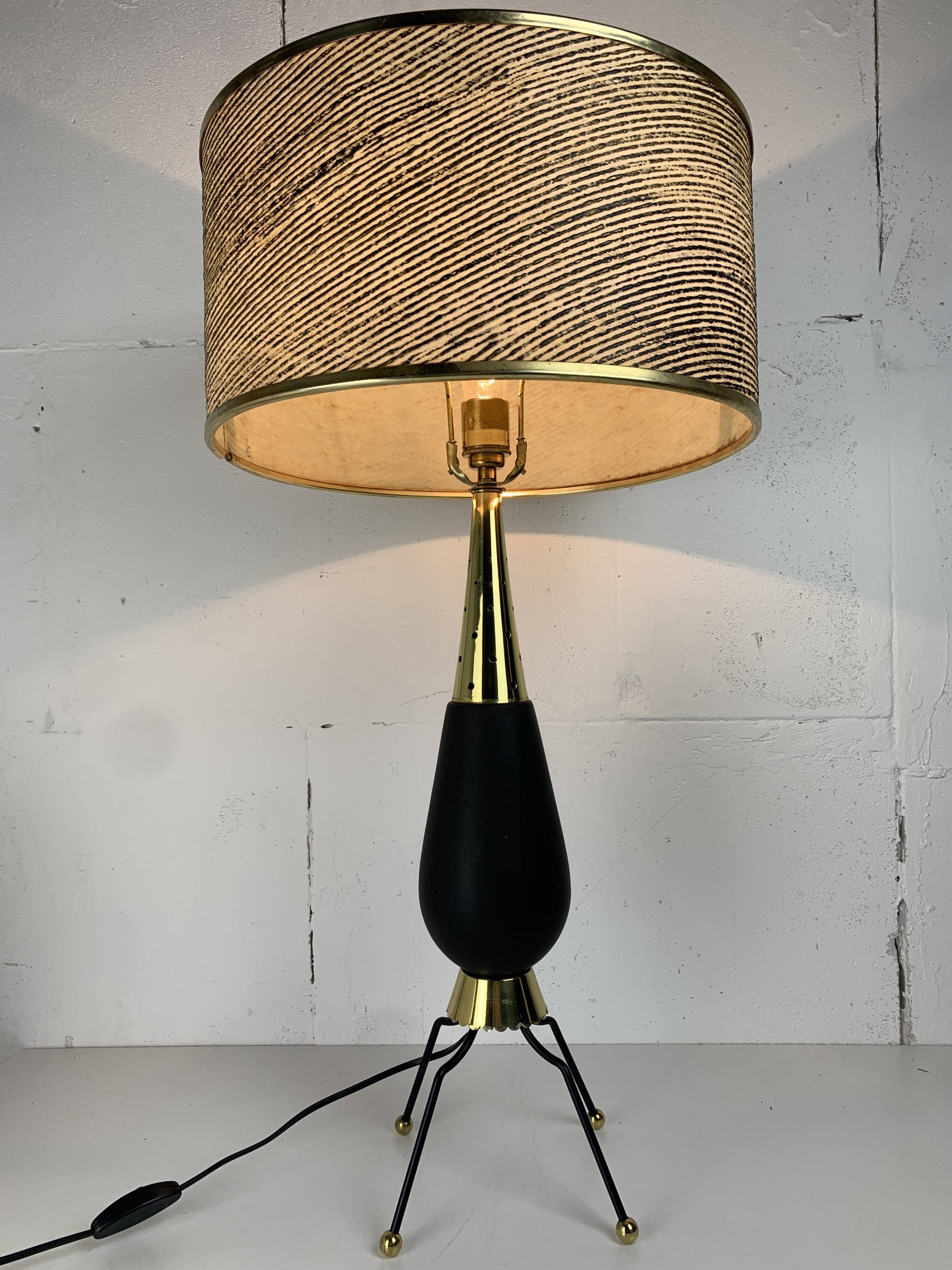 Large midcentury sputnik Stilnovo style brass table lamp, US 1950s