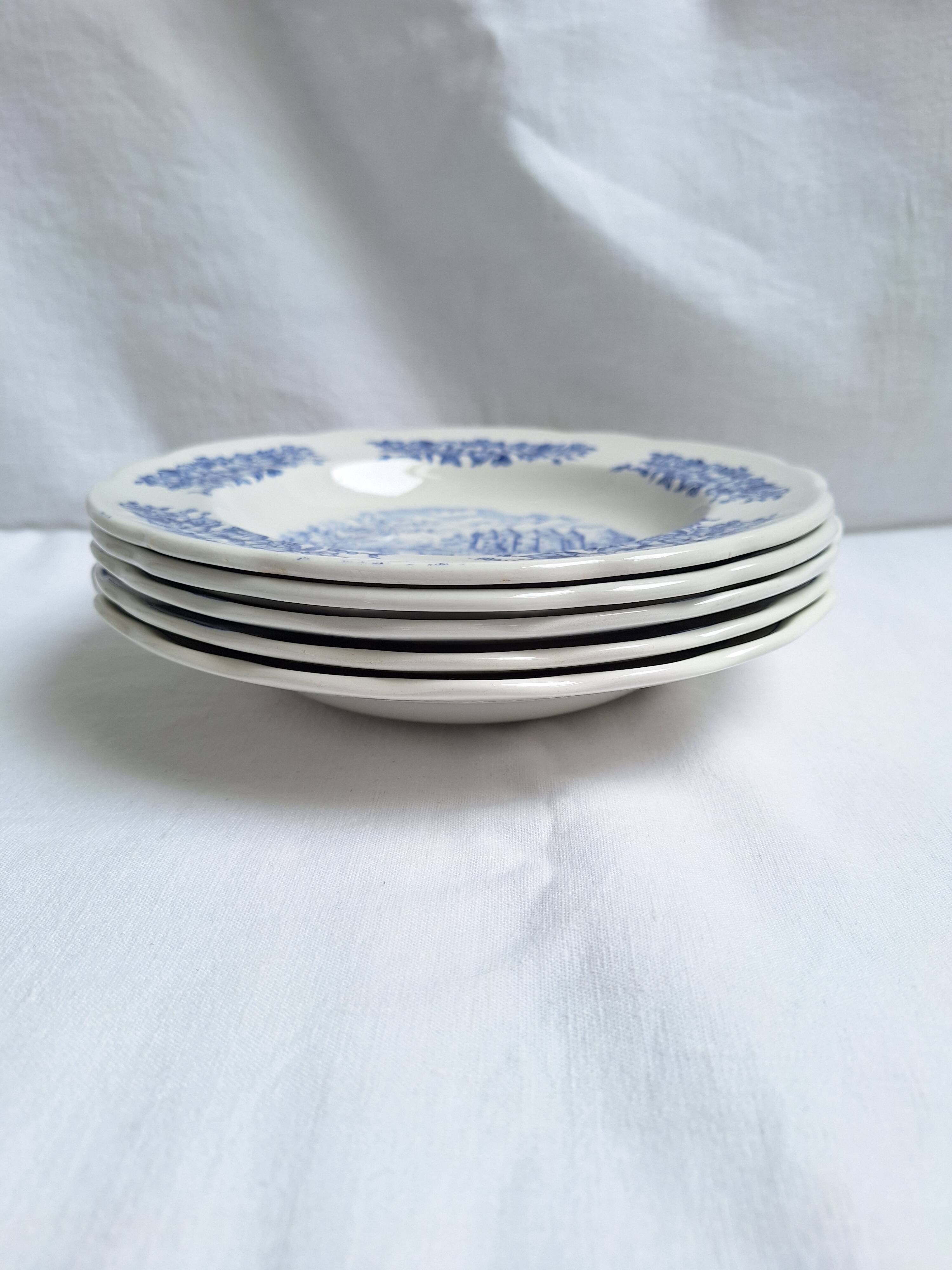 Vintage blue soup plates