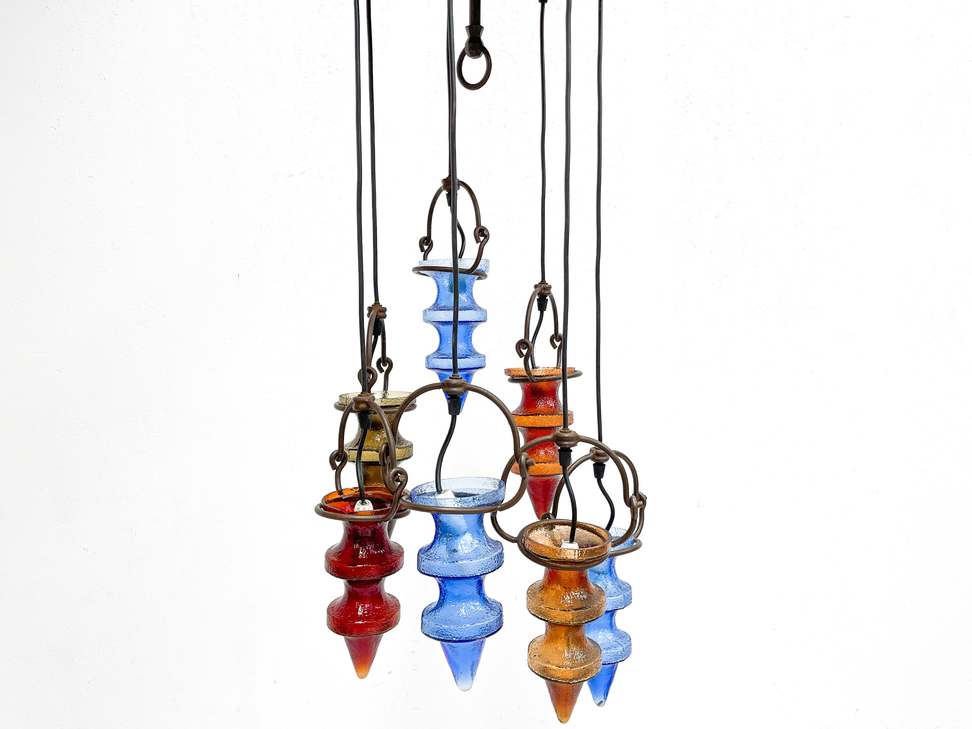 1970's colorful Belgian glass chandelier by Nanny Still for Massive
