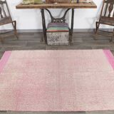 4x7 Shades Of Pink & Beige Handmade Wool Vintage Rug, 129x220Cm SK 34944