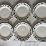 Set of 6 iron earth flat plates with stamped blue patterns