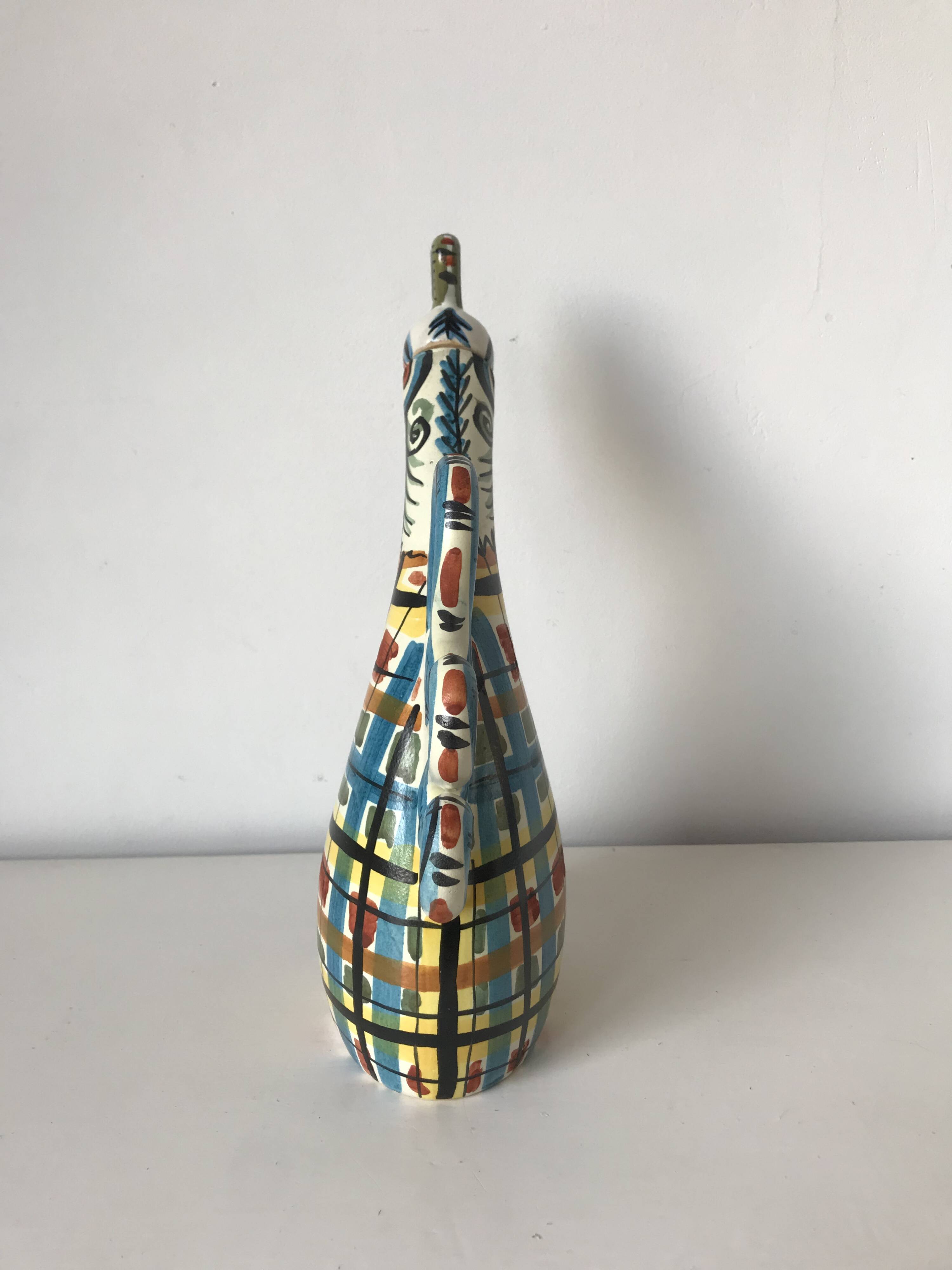 Zoomorphic ceramic bottle, Kéraluc, Georges Allier, 1950s