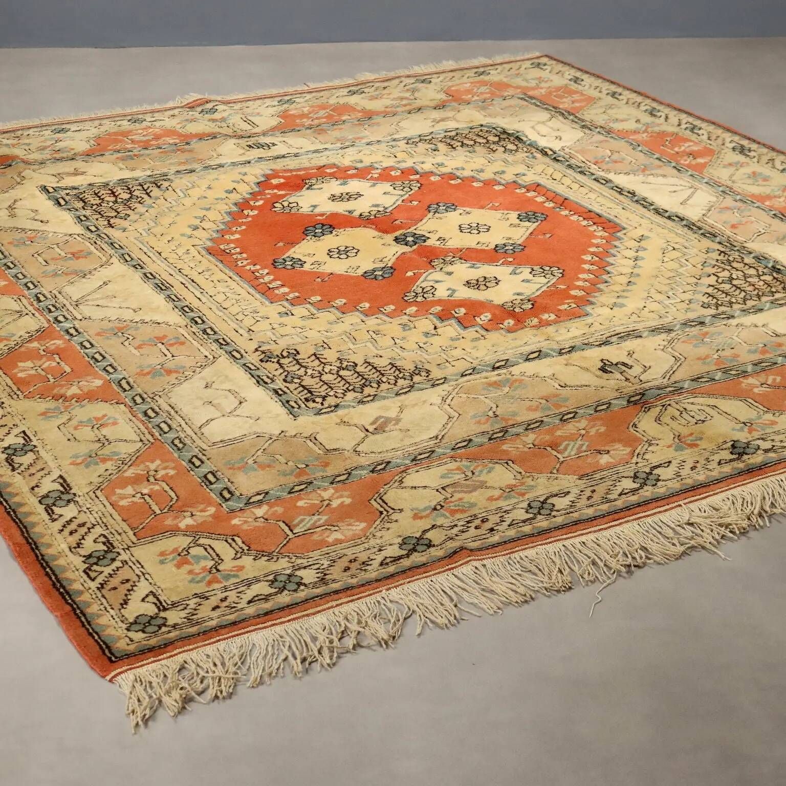 Antique Kars rug made of cotton and wool, hand-knotted, 102 x 100 in.