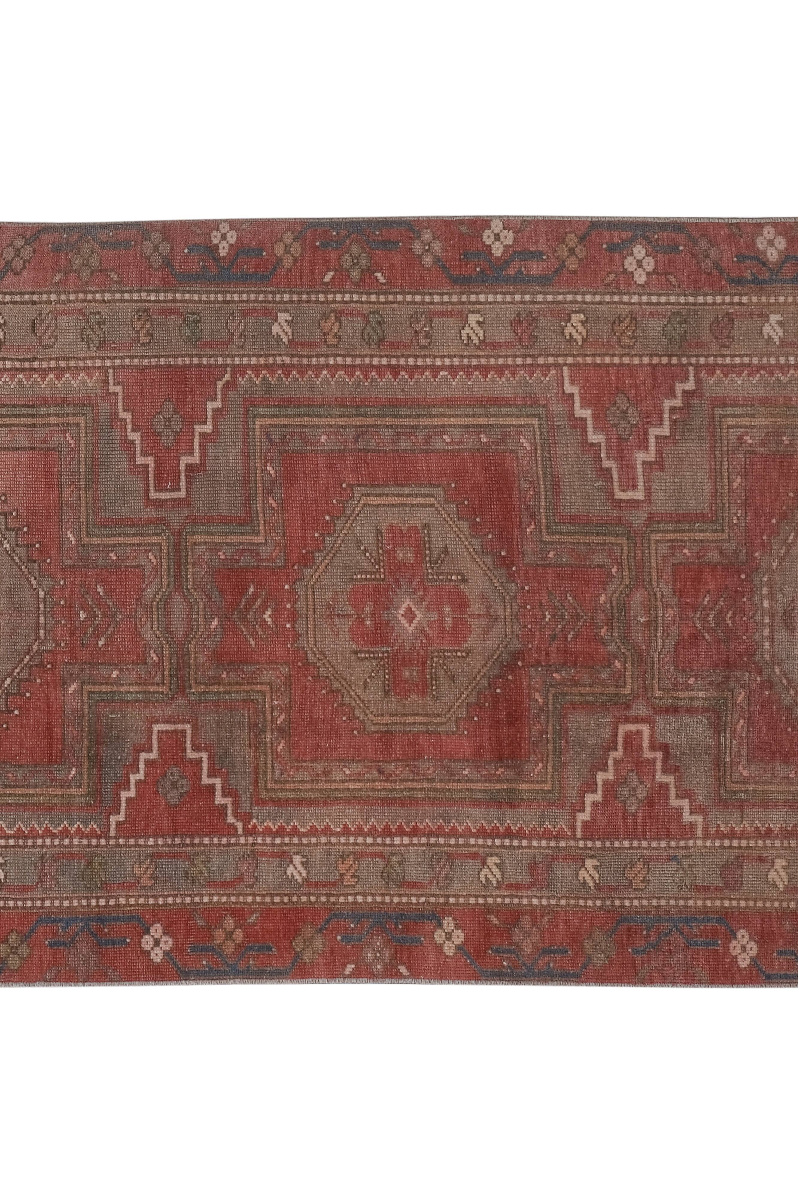 Vintage tribal geometric caucasian runner rug hand-knotted oriental carpet