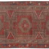 Vintage tribal geometric caucasian runner rug hand-knotted oriental carpet