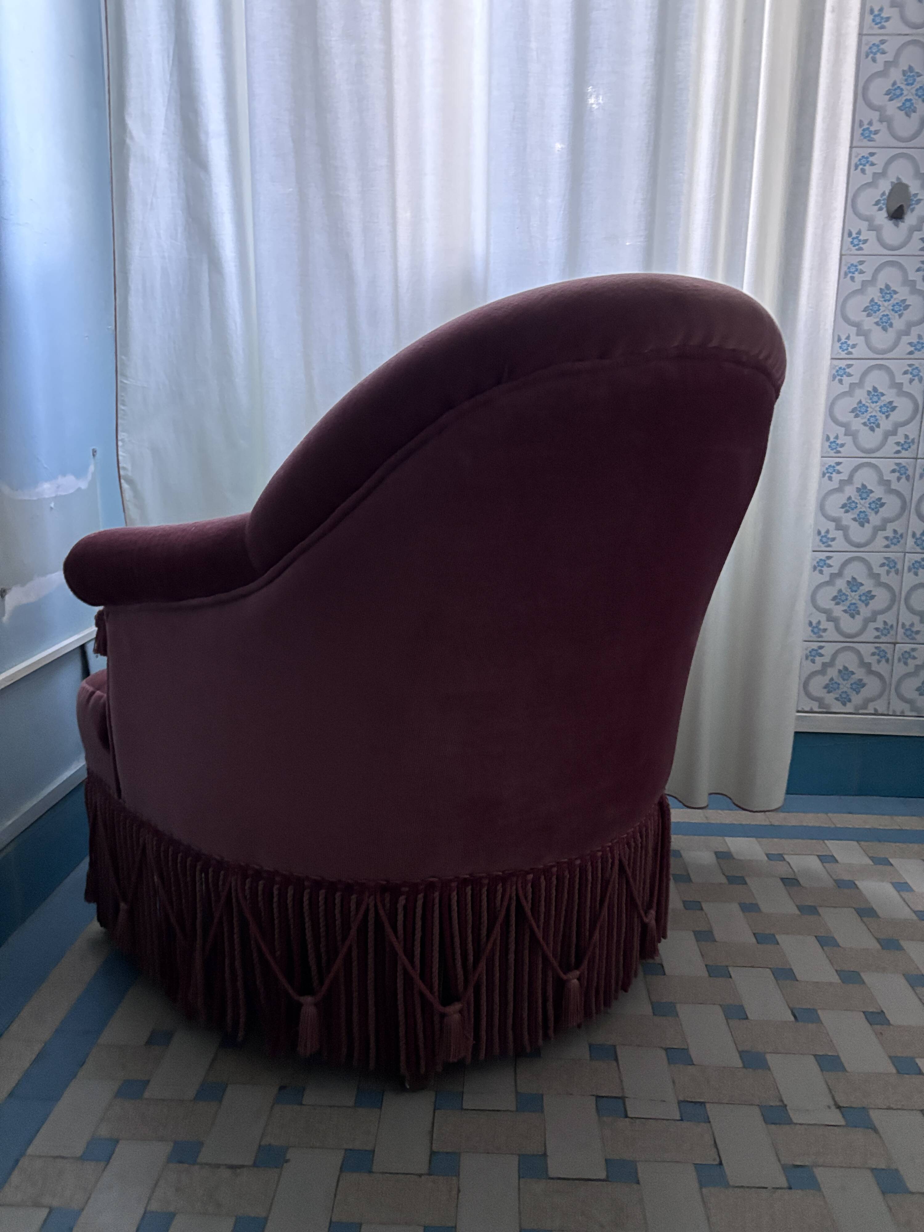 Pink velvet boudoir armchair
