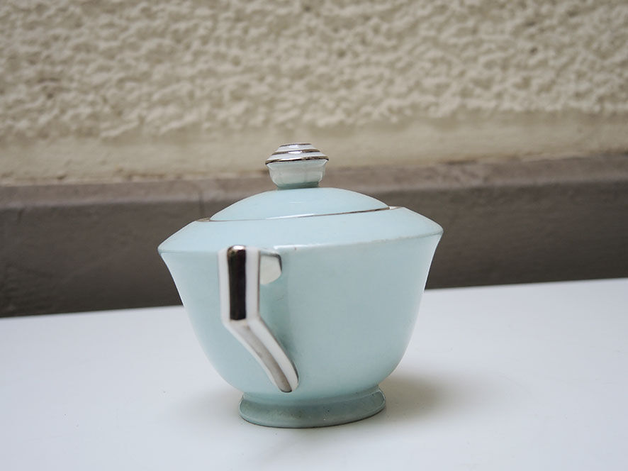 Art deco porcelain teapot and sweetener: maison cambet lyon