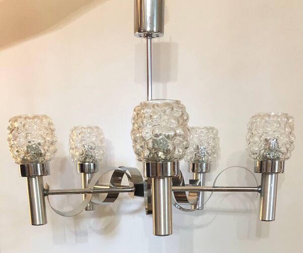 Lustre avec verreries Hélèna Tynell 1970