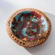 Vintage 1970s ceramic workshop bowl, naive handcrafted shape with coloured glaze, terracotta fruit bowl or wall plate, elegant gift idea.