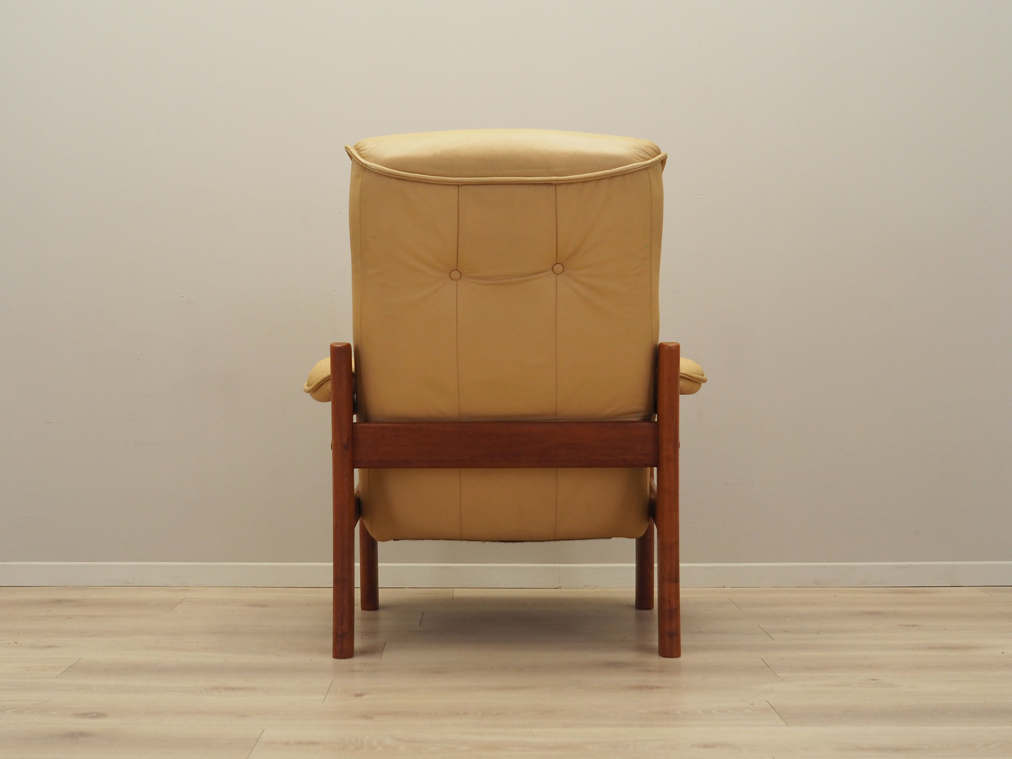 Yellow leather armchair, Danish design, 1960s, production: Denmark