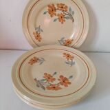 Set of 6 vintage orange and blue floral plates – 1950s