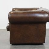 Large, Dark Cowhide Leather Chesterfield Armchair