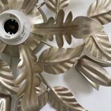 80s gold metal flower wall light