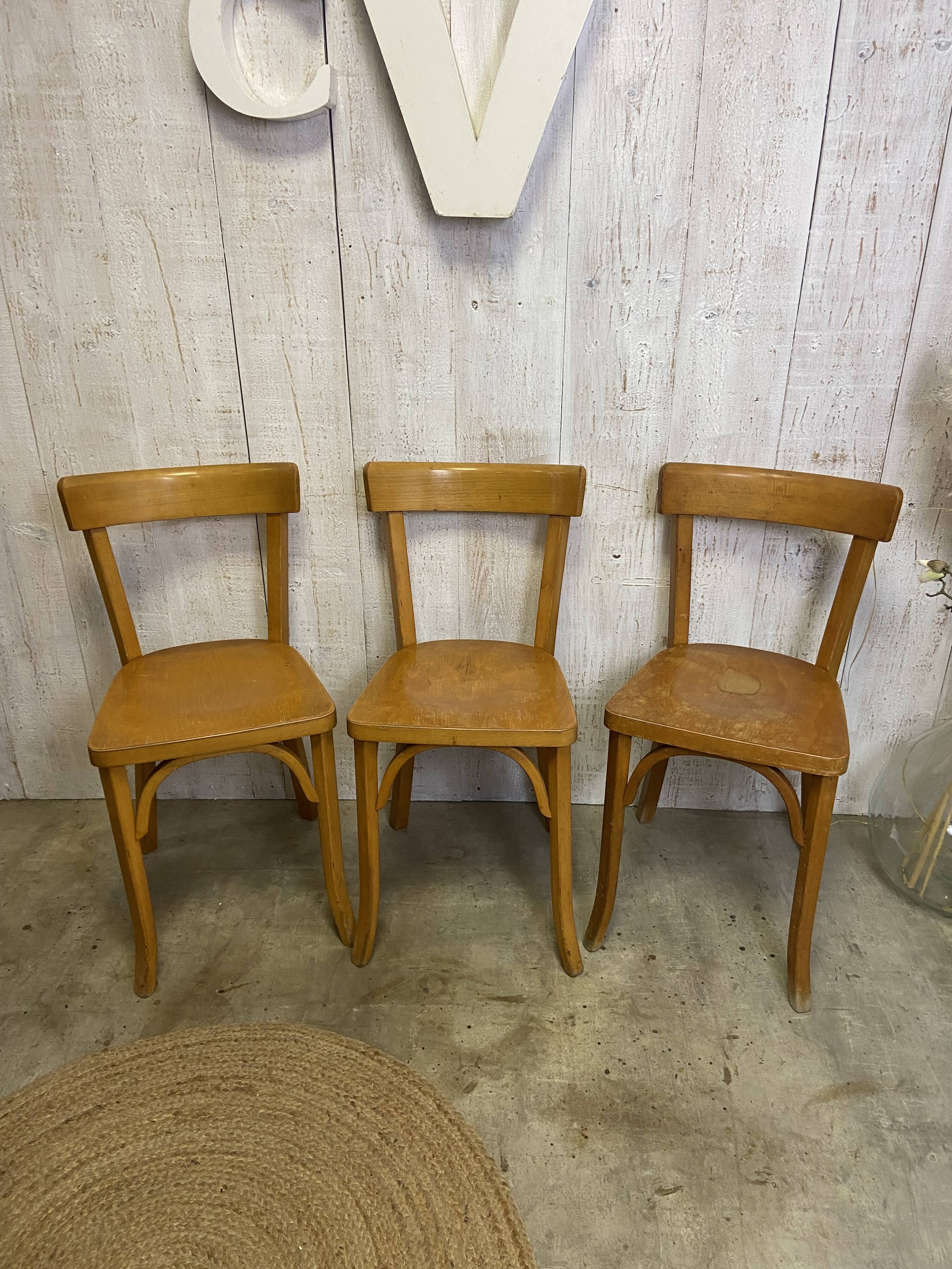 Série de 3 chaises bistrot Baumann