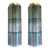 Grey and Light-Blue Murano Glass Tronchi Sconces by Simoeng, Set of 2