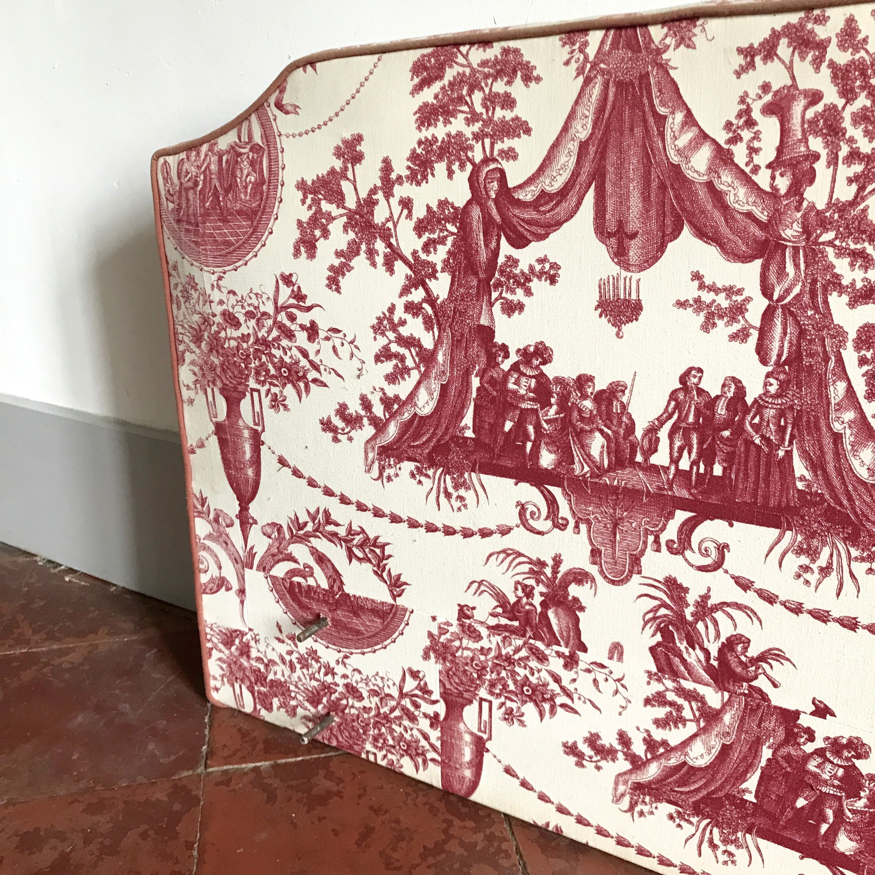 Toile Jouy fabric bedhead