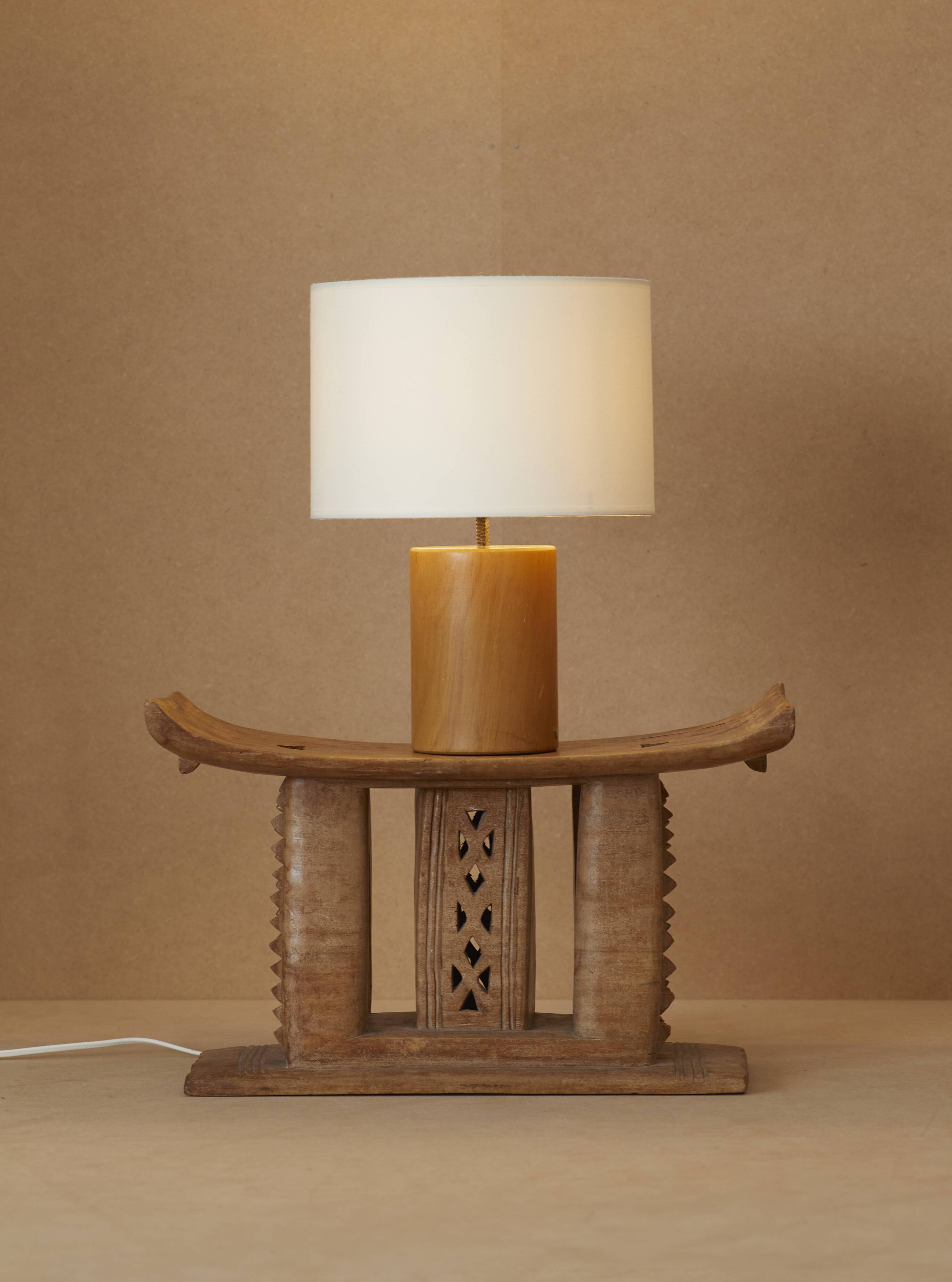 African Ashanti monoxyl stool in solid wood circa 1950