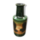 Old vase shape green ceramics bottle - vintage brown