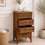 Art Deco chest of drawers in raw wood with 5 drawers.