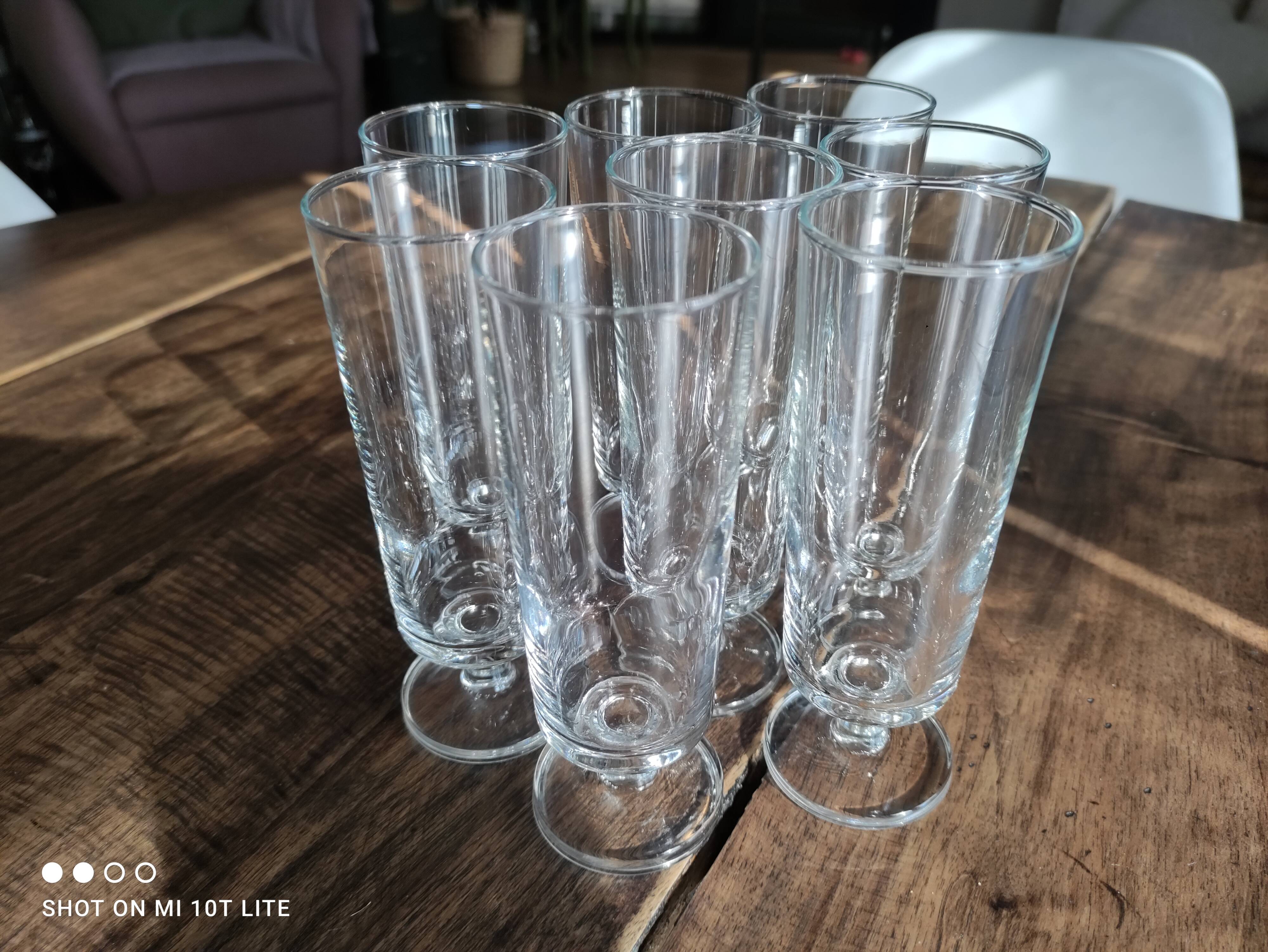 Set of 8 vintage glass champagne flutes Luminarc transparent Sweden model