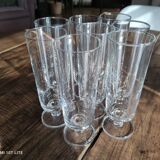 Set of 8 vintage glass champagne flutes Luminarc transparent Sweden model