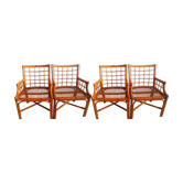 Lot 4 fauteuils bambou vintage