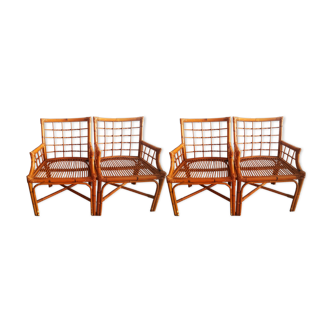Lot 4 vintage bamboo armchairs