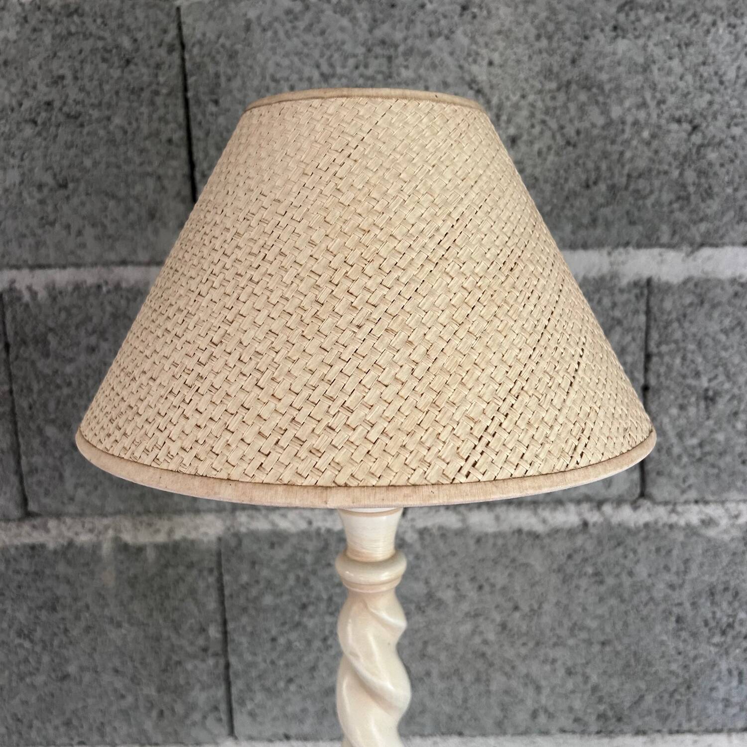 White turned wood lamp