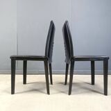 Chaises de salle à manger en cuir noir par Arper Italie, années 1980 - lot de 6