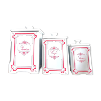 Trio of art deco porcelain spice pots