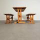 Scandinavian modern solid pinewood benches and dining table, 1970s